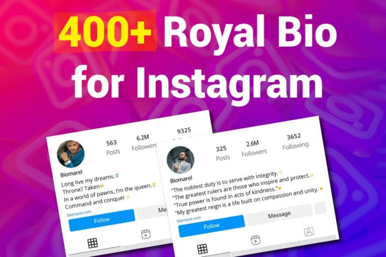 Royal Bio for Instagram