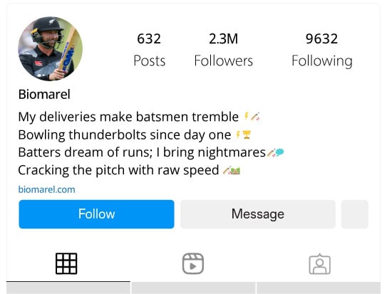 Fast Bowlers Bios for Instagram