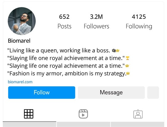 Modern Royal Lifestyle Bios for Instagram